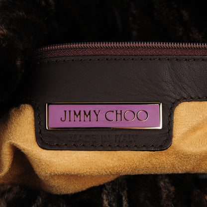 Jimmy Choo Mink Fur Snakeskin Crocodile Lizard Large Saba Hobo Brown 6 of 7