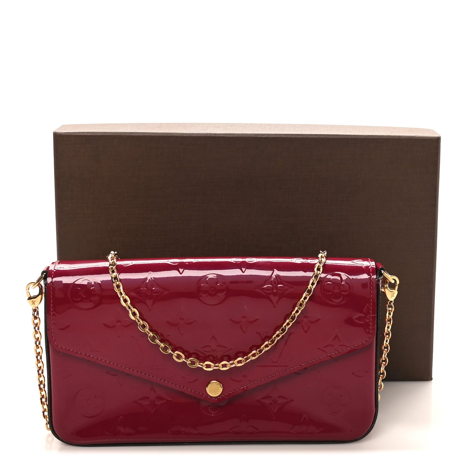 Louis Vuitton Vernis Felicie Chain Wallet Magenta 10 of 10