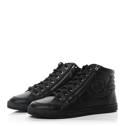 Chanel Calfskin Mens High Top CC Sneakers 41 Black 3 of 9