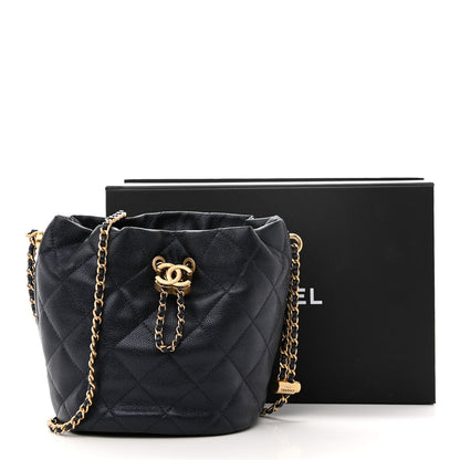 Chanel Iridescent Caviar Quilted My Perfect CC Bucket Drawstring Bag Blue 12 of 12