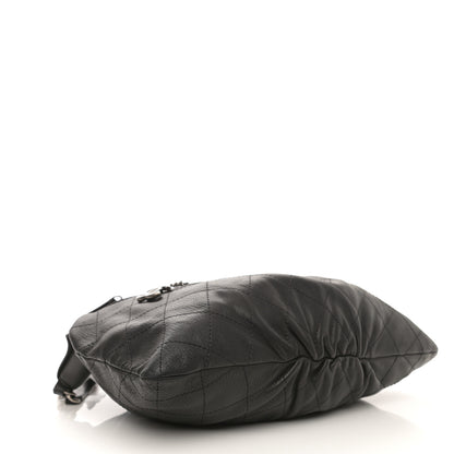 Chanel Calfskin Stitched Double Zip Hobo Black 4 of 14