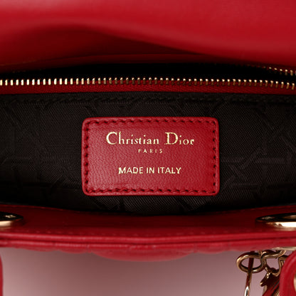 Christian Dior Lambskin Cannage Small Lucky Badges My Lady Dior Red 6 of 12