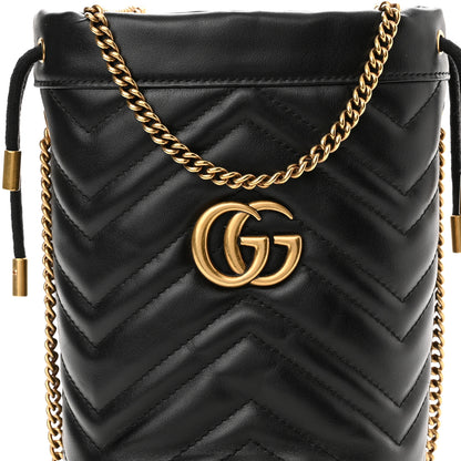 Gucci Calfskin Matelasse Mini GG Marmont 2.0 Bucket Bag Black 8 of 10