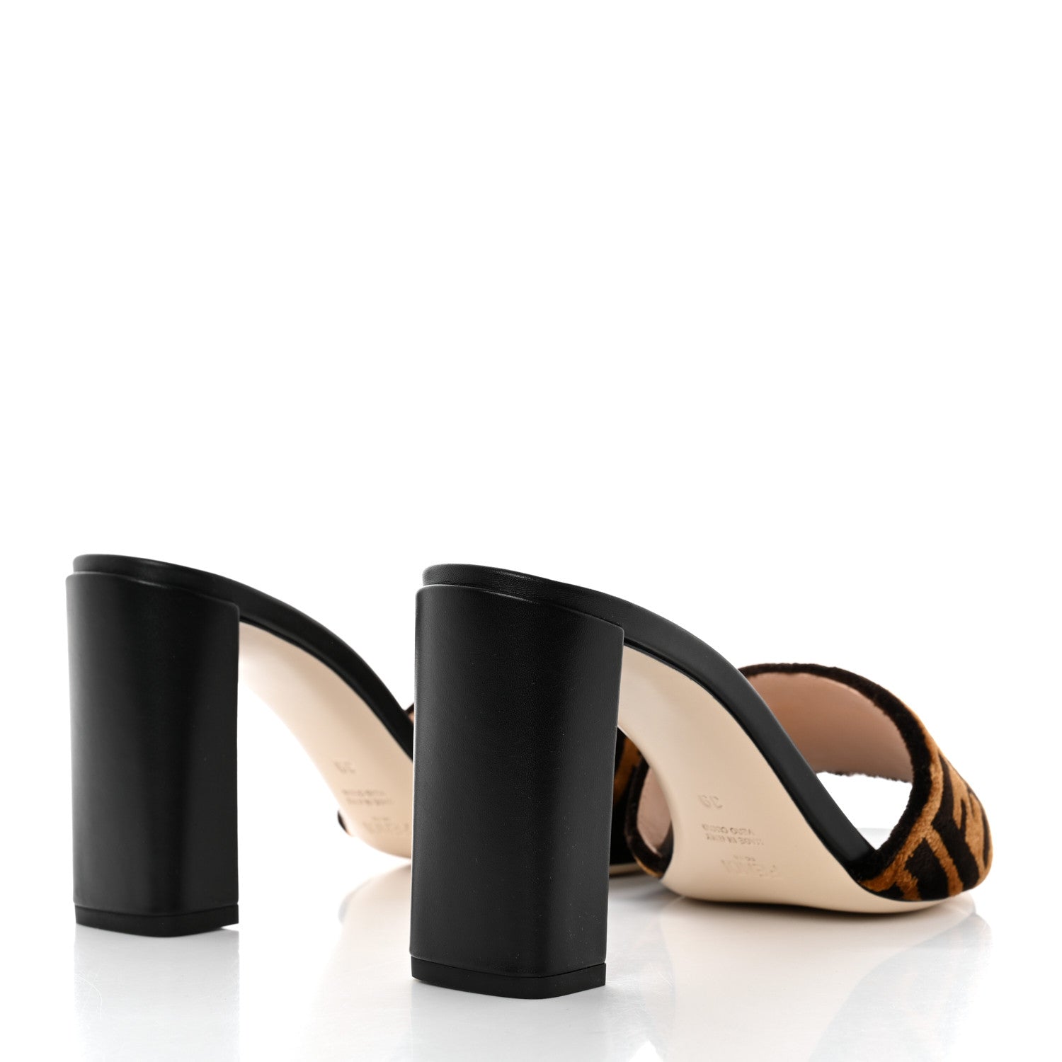 Fendi Velvet FF Slide Sandals 39 Tobacco 4 of 8