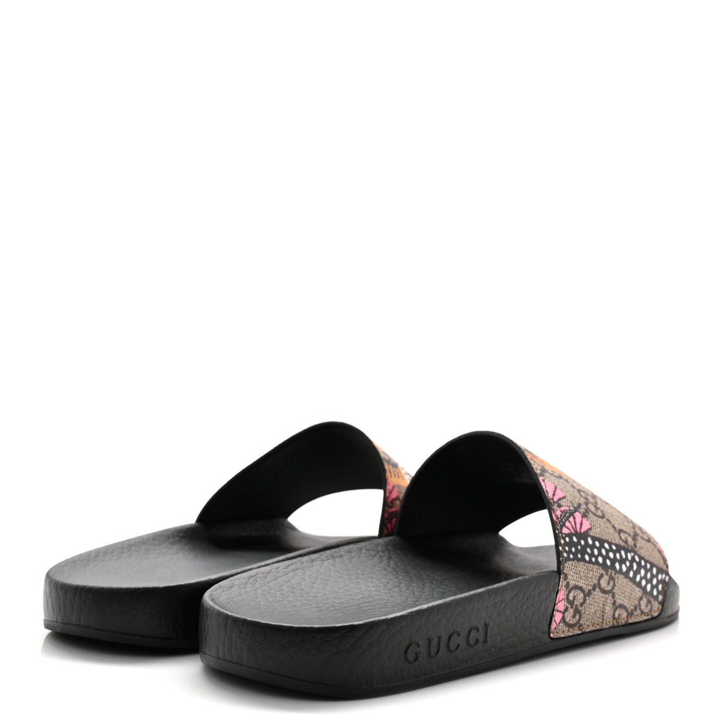 GG Supreme Monogram Bengal Slide Sandals 38 Beige Pink