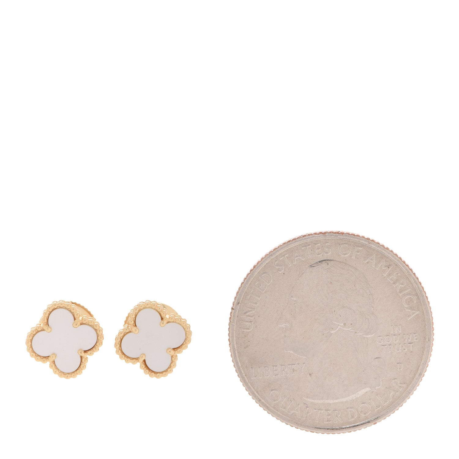 Van Cleef & Arpels 18K Yellow Gold Mother of Pearl Sweet Alhambra Earrings 5 of 13