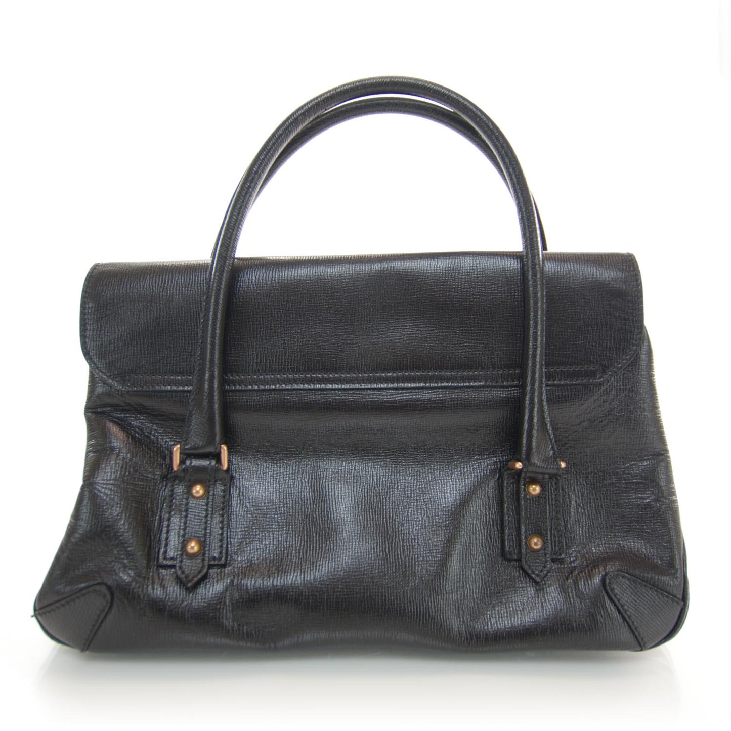 Leather Large Horsebit Chain Flap Bag Black