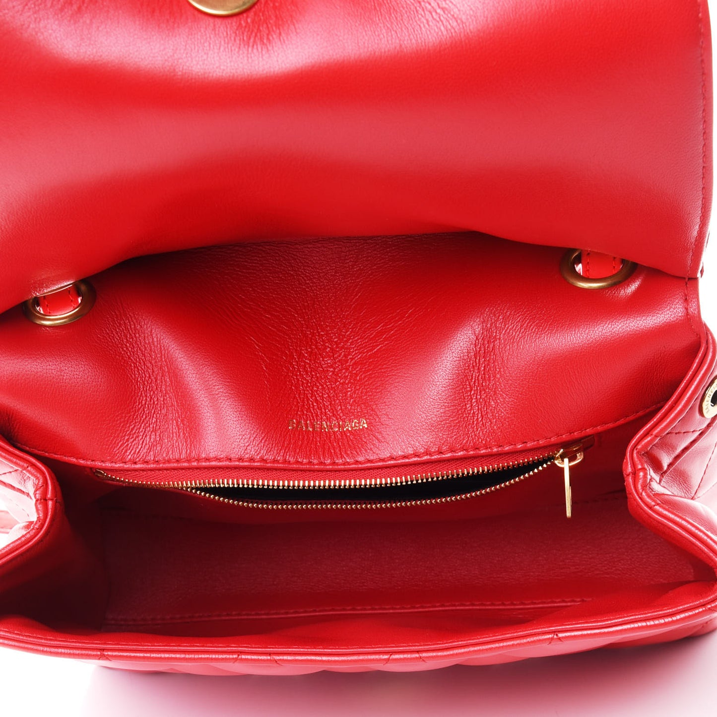 Nappa Calfskin Quilted Medium Touch B Shoulder Bag Bright Red