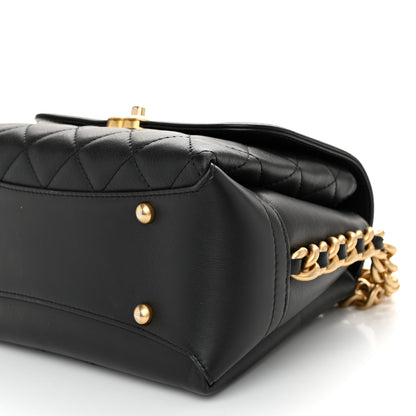 Chanel Calfskin Quilted Side Chain Compartment Flap Black 10 of 10