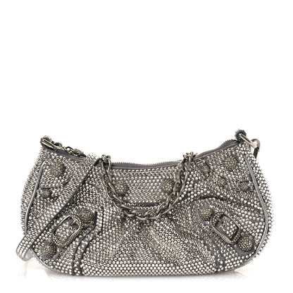 Balenciaga Strass Suede Metallic Nappa Le Cagole Mini Purse With Chain Grey 1 of 12
