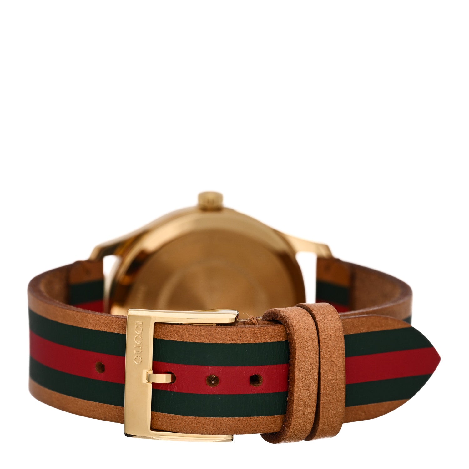 Gucci Stainless Steel Calfskin 38mm G-Timeless Stripe Web Quartz Watch Brown 3 of 4