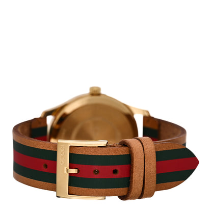 Gucci Stainless Steel Calfskin 38mm G-Timeless Stripe Web Quartz Watch Brown 3 of 4