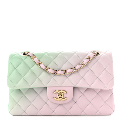 Chanel Lambskin Quilted Ombre Small Double Flap Light Green Light Purple 1 of 10