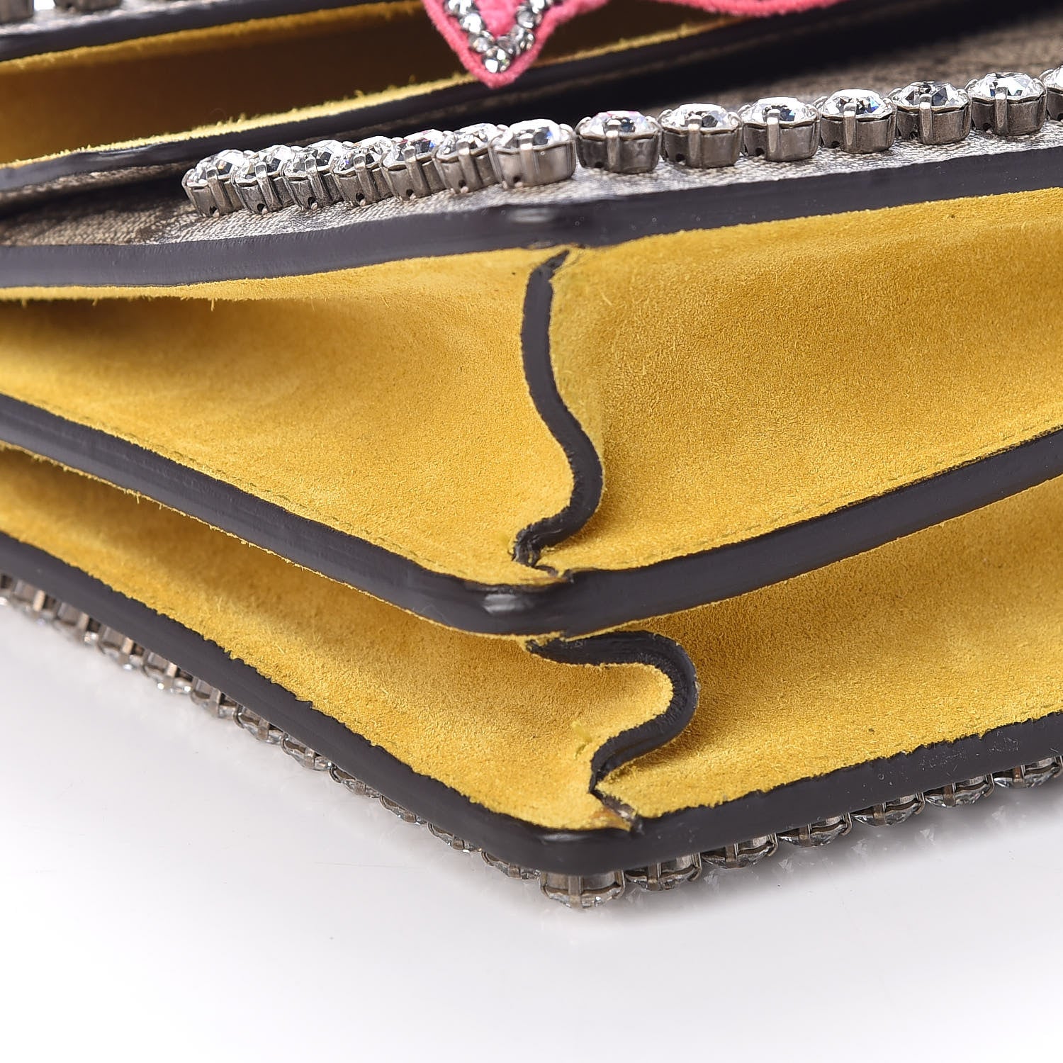 Gucci GG Supreme Monogram Crystal Bow Embroidered Small Dionysus Shoulder Bag Yellow 8 of 10