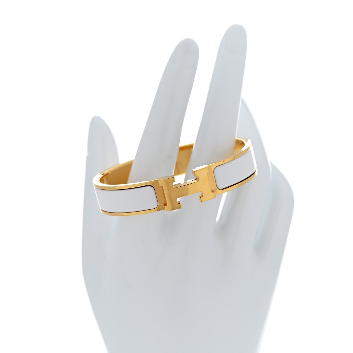 Enamel Narrow Clic Clac H Bracelet PM White