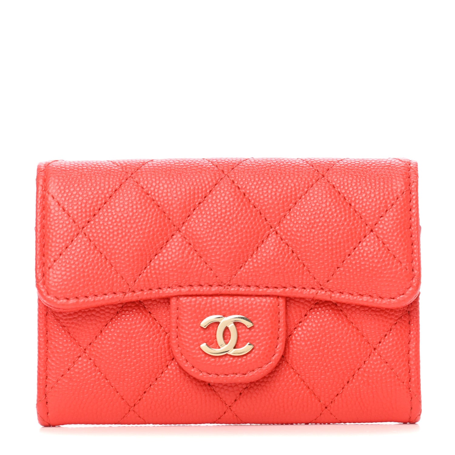 Chanel Caviar Quilted Flap Card Holder Wallet Red 1 of 8