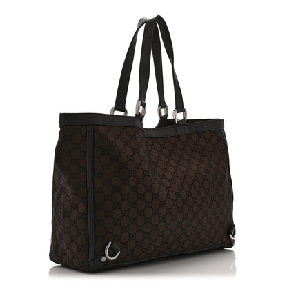 Gucci Nylon Monogram Large Abbey Tote Dark Brown 3 of 11