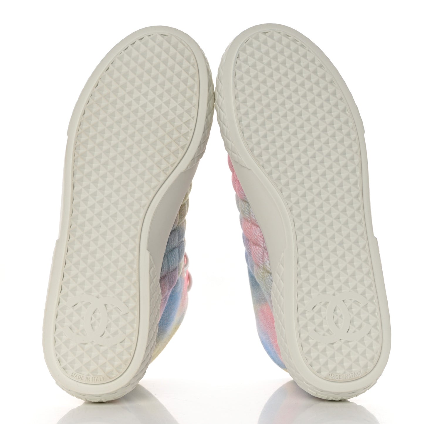 Printed Fabric Quilted High Top Sneakers 38 Green Pink Blue