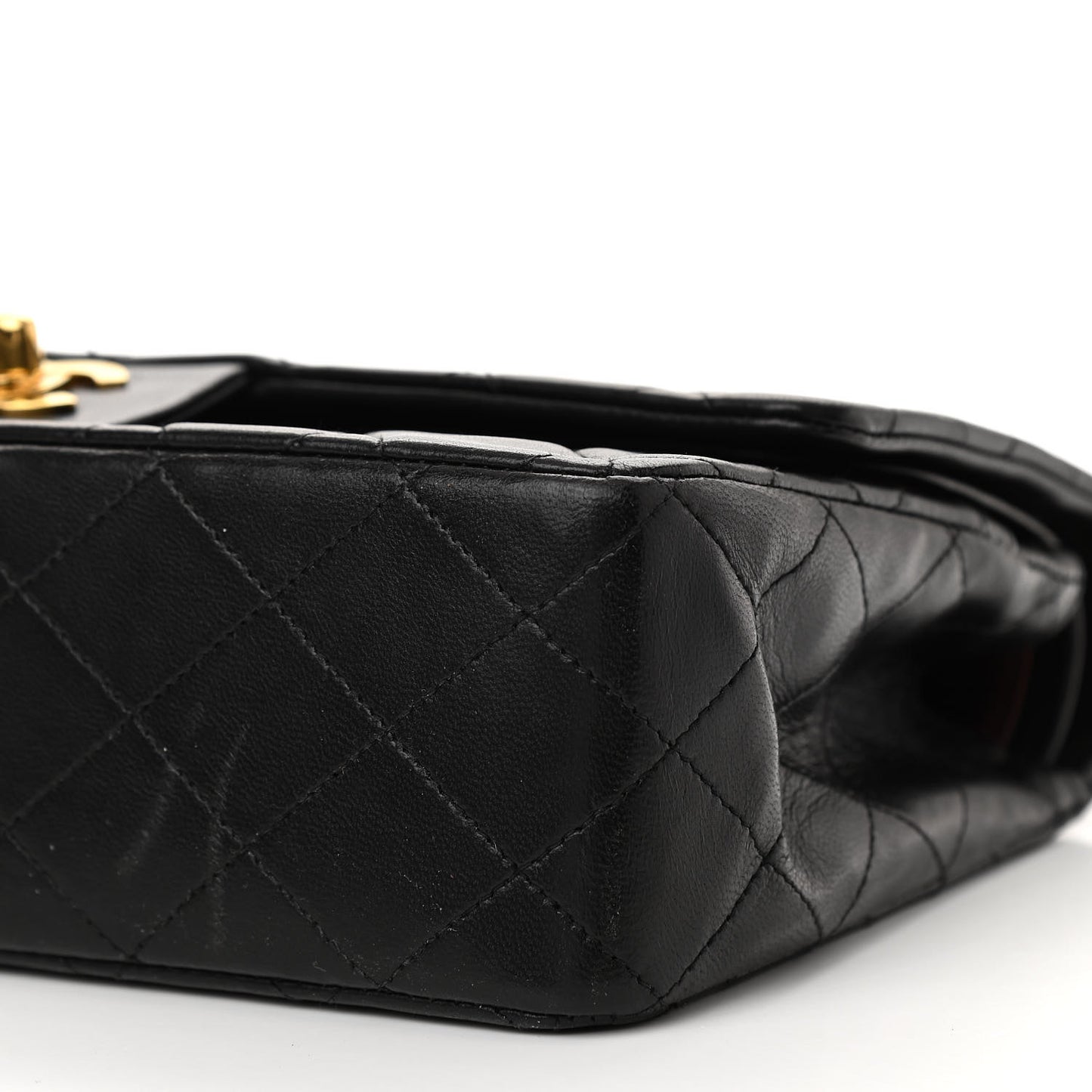 Lambskin Quilted Medium Double Flap Black