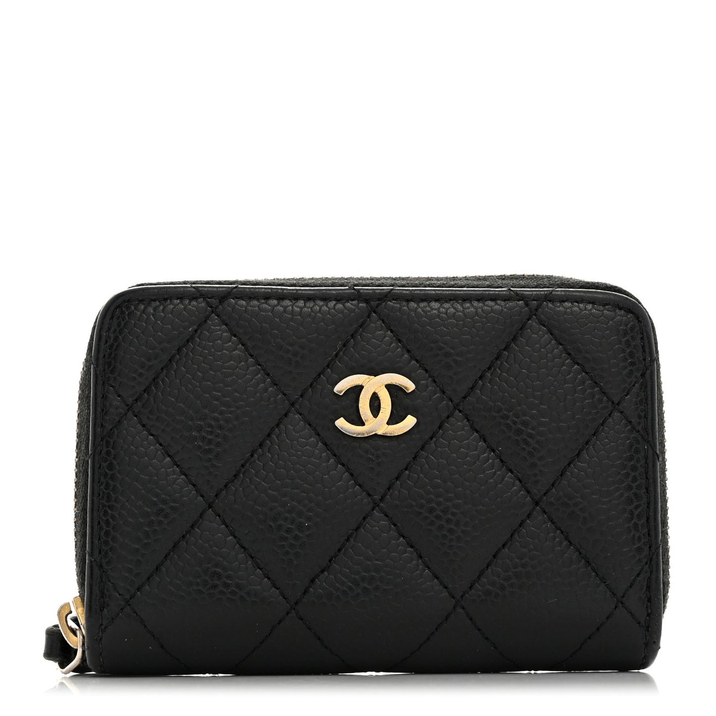 Caviar Quilted Zip Coin Purse Black