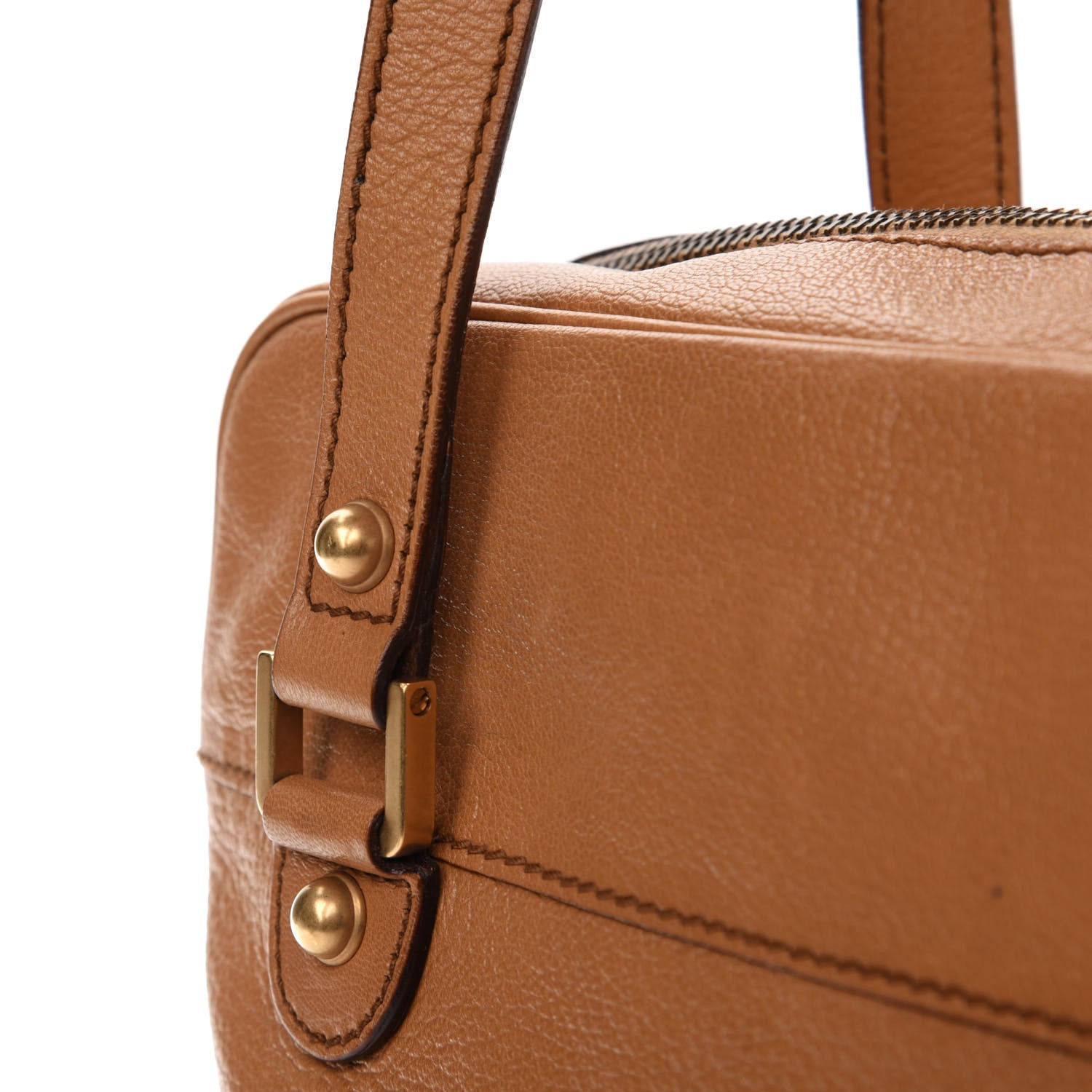 Gucci Pebbled Calfskin Studded Tote Brown 11 of 12