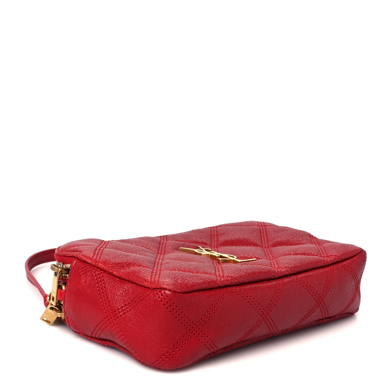 Saint Laurent Grained Lambskin Quilted Mini Becky Double Zip Bag Rouge Eros 4 of 12