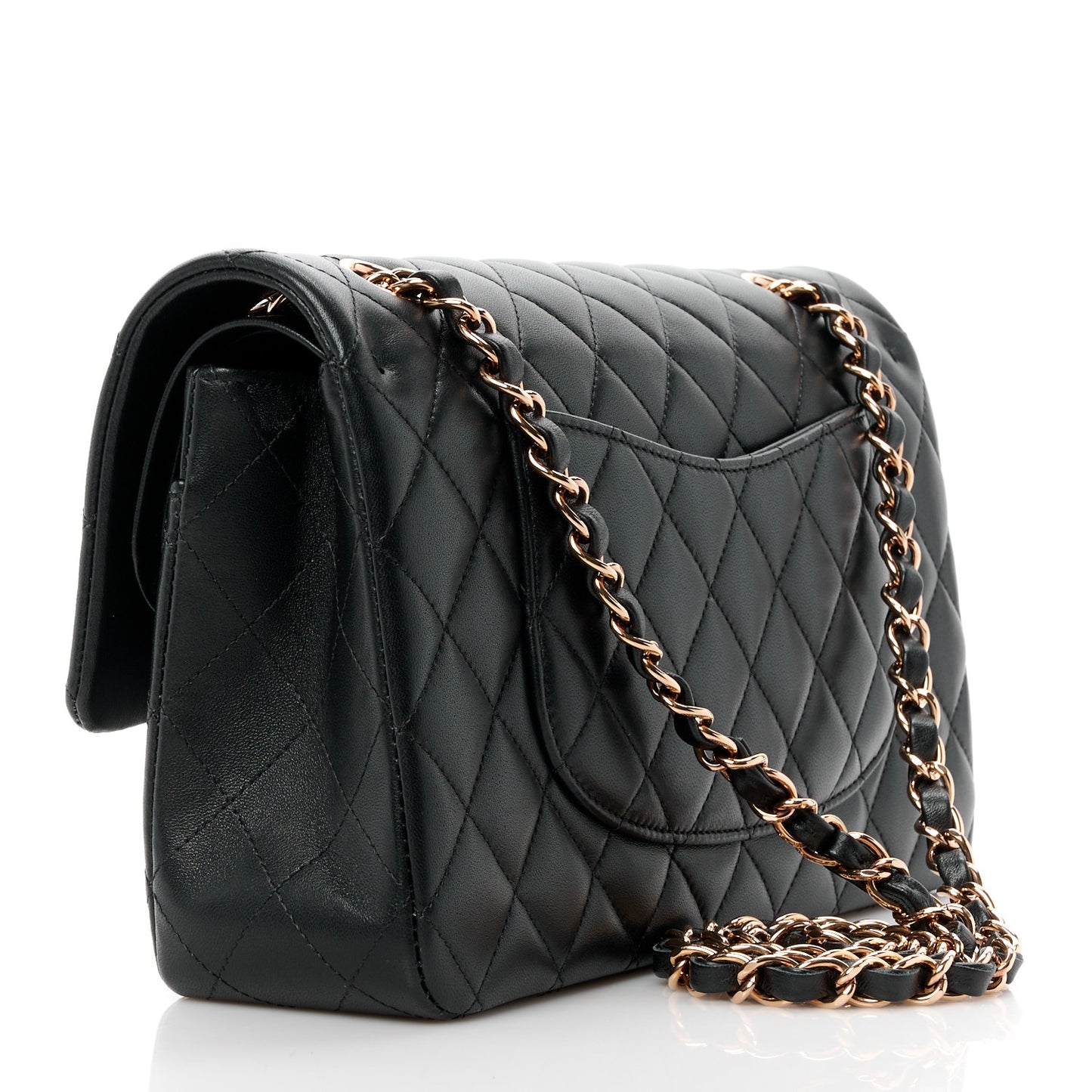 Lambskin Quilted Medium Double Flap Black