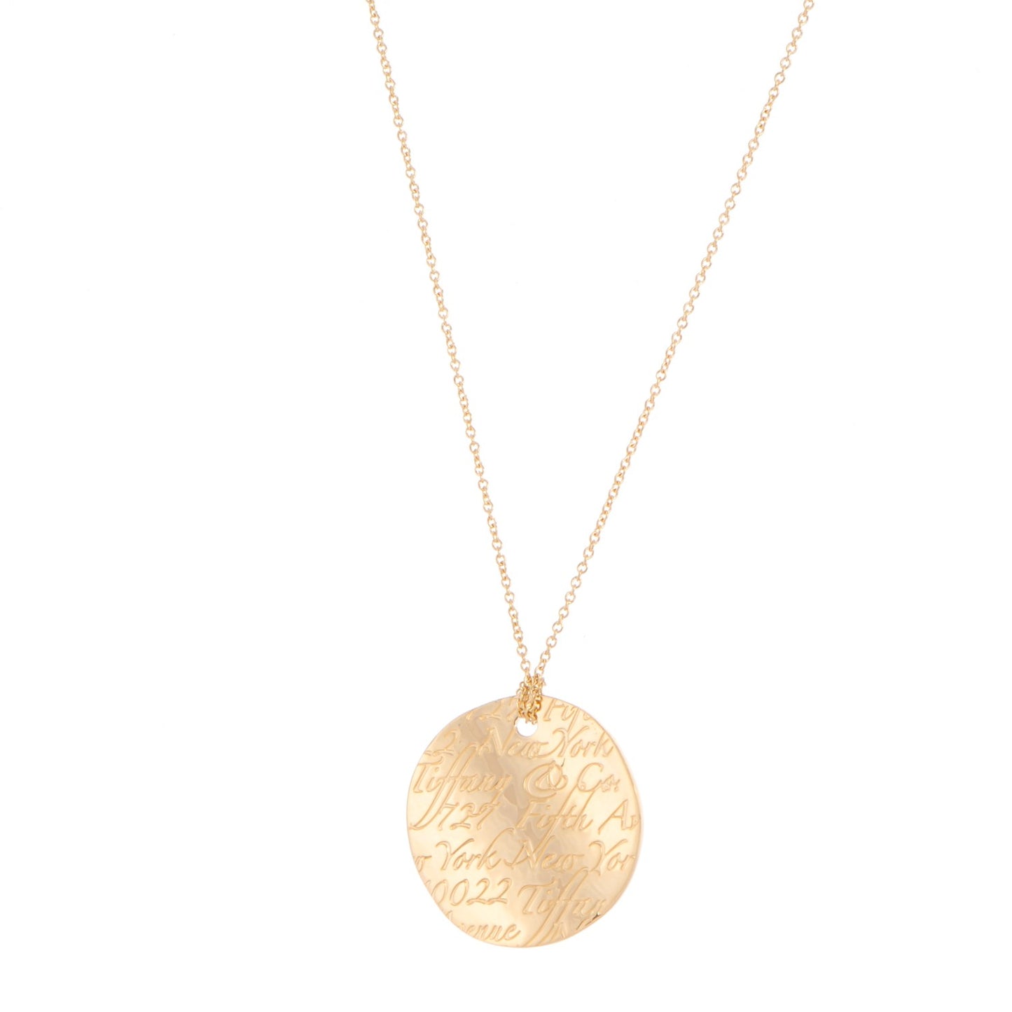18K Yellow Gold Notes Round Pendant Necklace