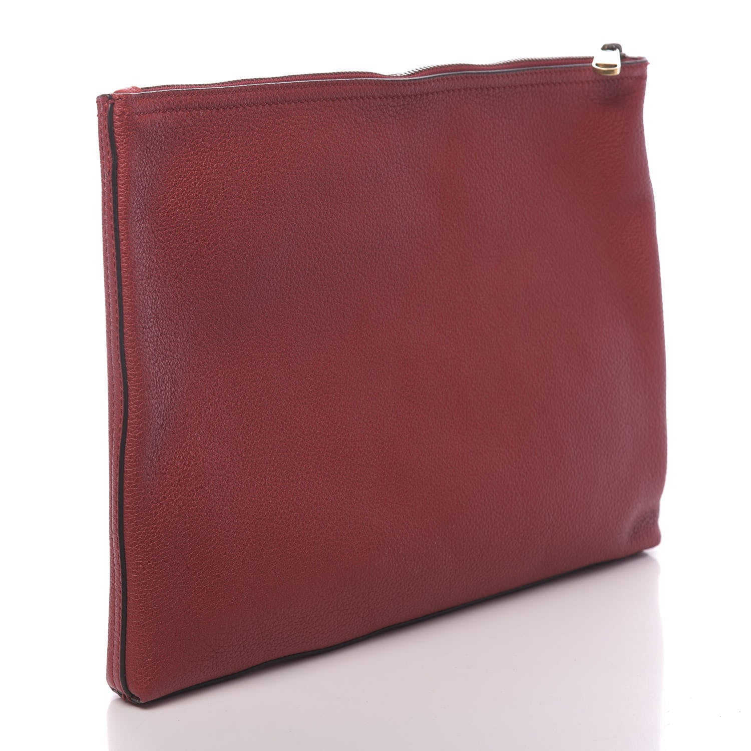 Gucci Pebbled Calfskin Medium Logo Portfolio Clutch Hibiscus Red 3 of 9