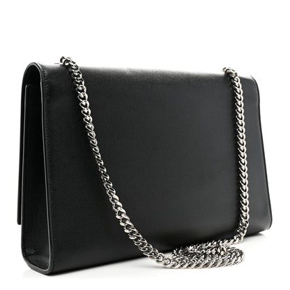 Saint Laurent Grain De Poudre Large Classic Monogram Kate Satchel Black 3 of 10