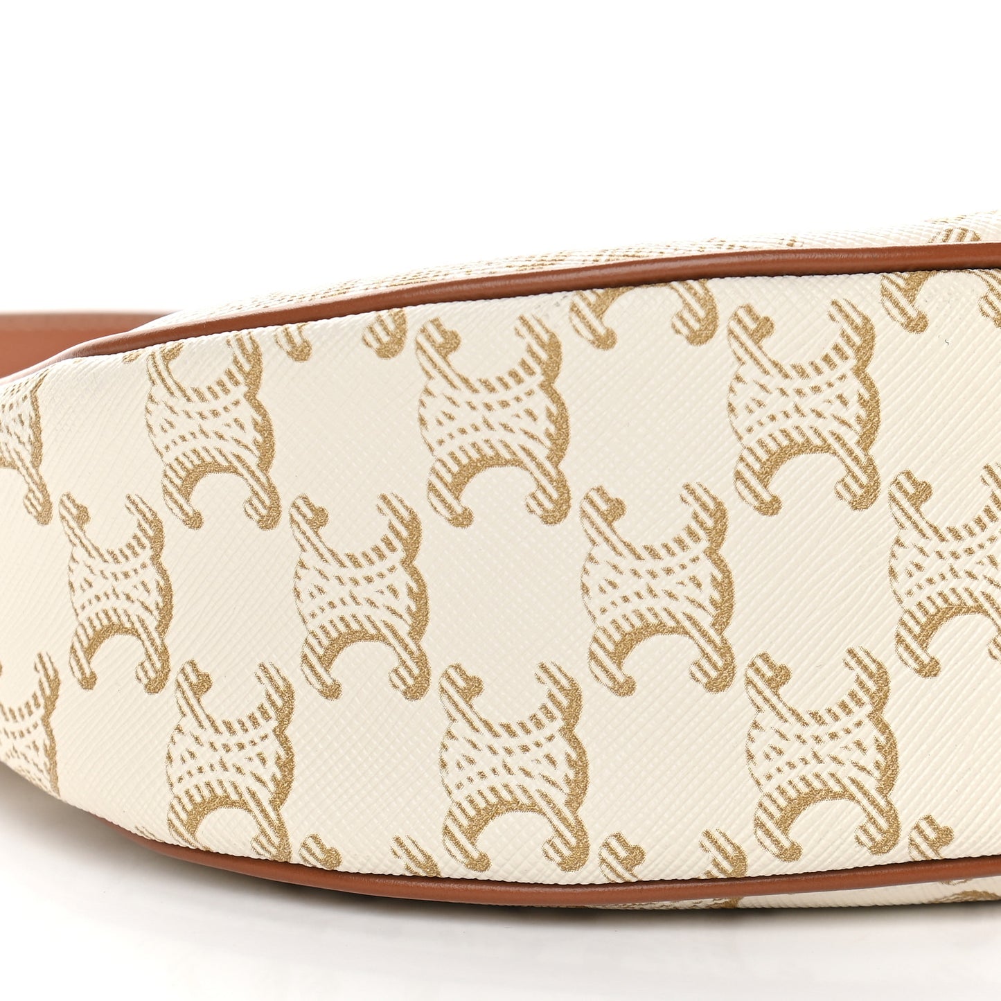 Canvas Calfskin Ava Triomphe Shoulder Bag White