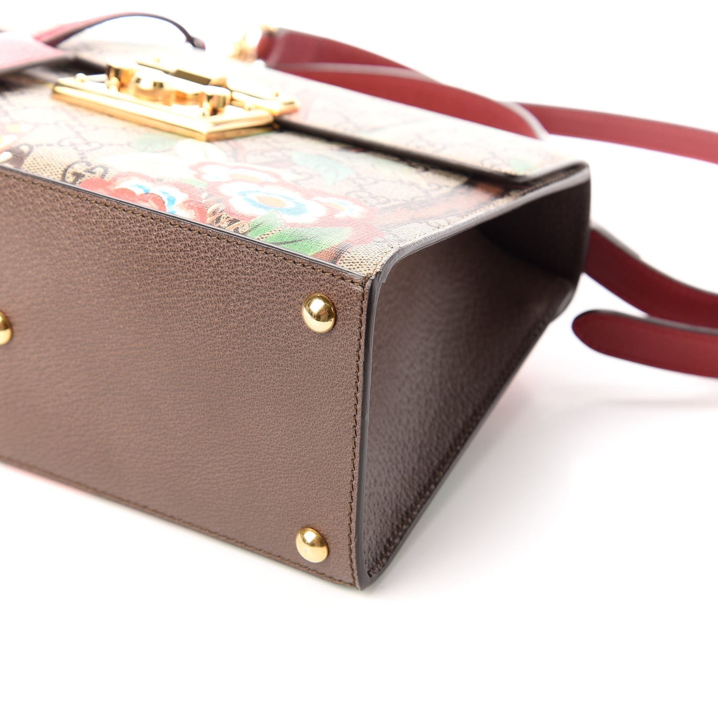 GG Supreme Monogram Tian Small Padlock Top Handle Bag Beige Multicolor New Acero Red