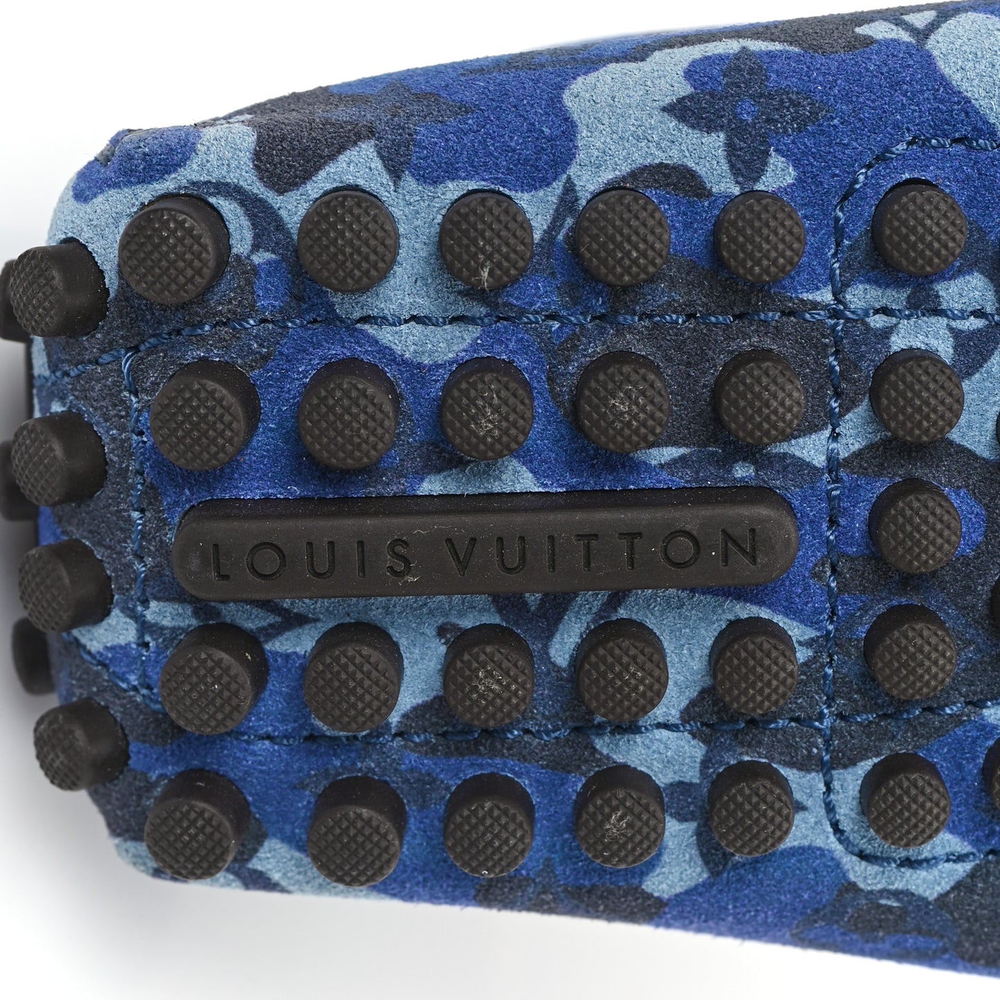 Suede Monogram Camo Mens Driver Mocassin 9.5 Blue