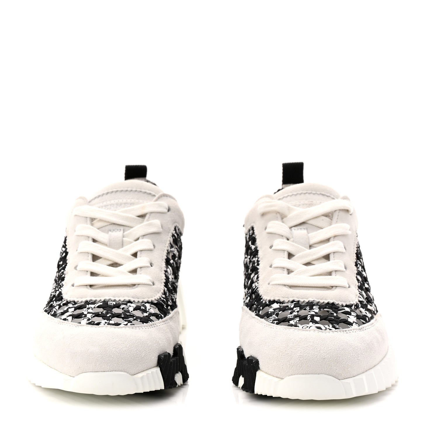 Braided Silk Sneakers 37.5 Black White