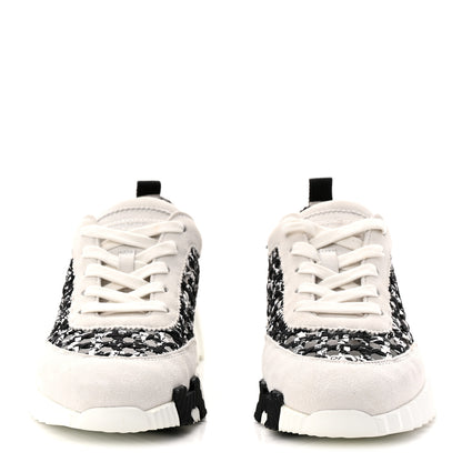 Hermes Braided Silk Sneakers 37.5 Black White 3 of 10
