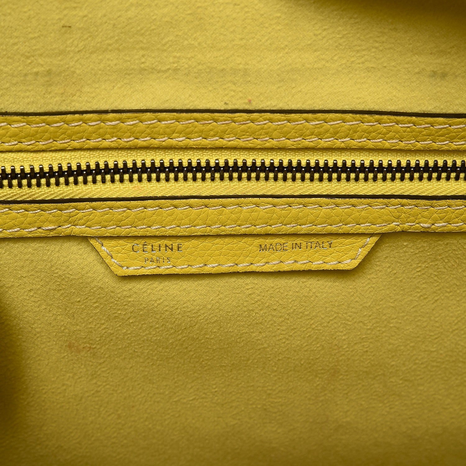 Celine Drummed Calfskin Micro Luggage Citron 7 of 16