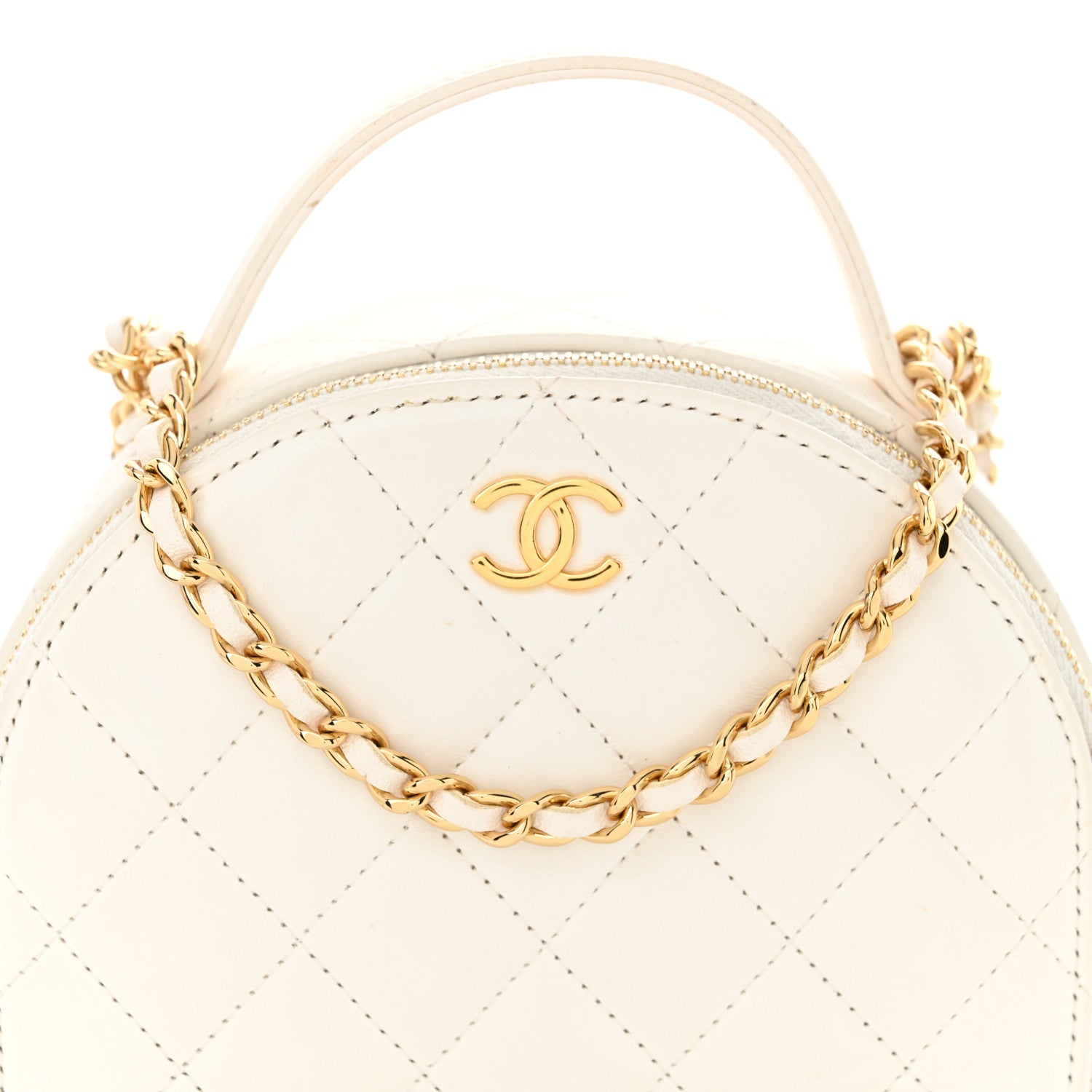 Chanel Lambskin Quilted Small Chic Riviera Top Handle Vanity Case White 8 of 11