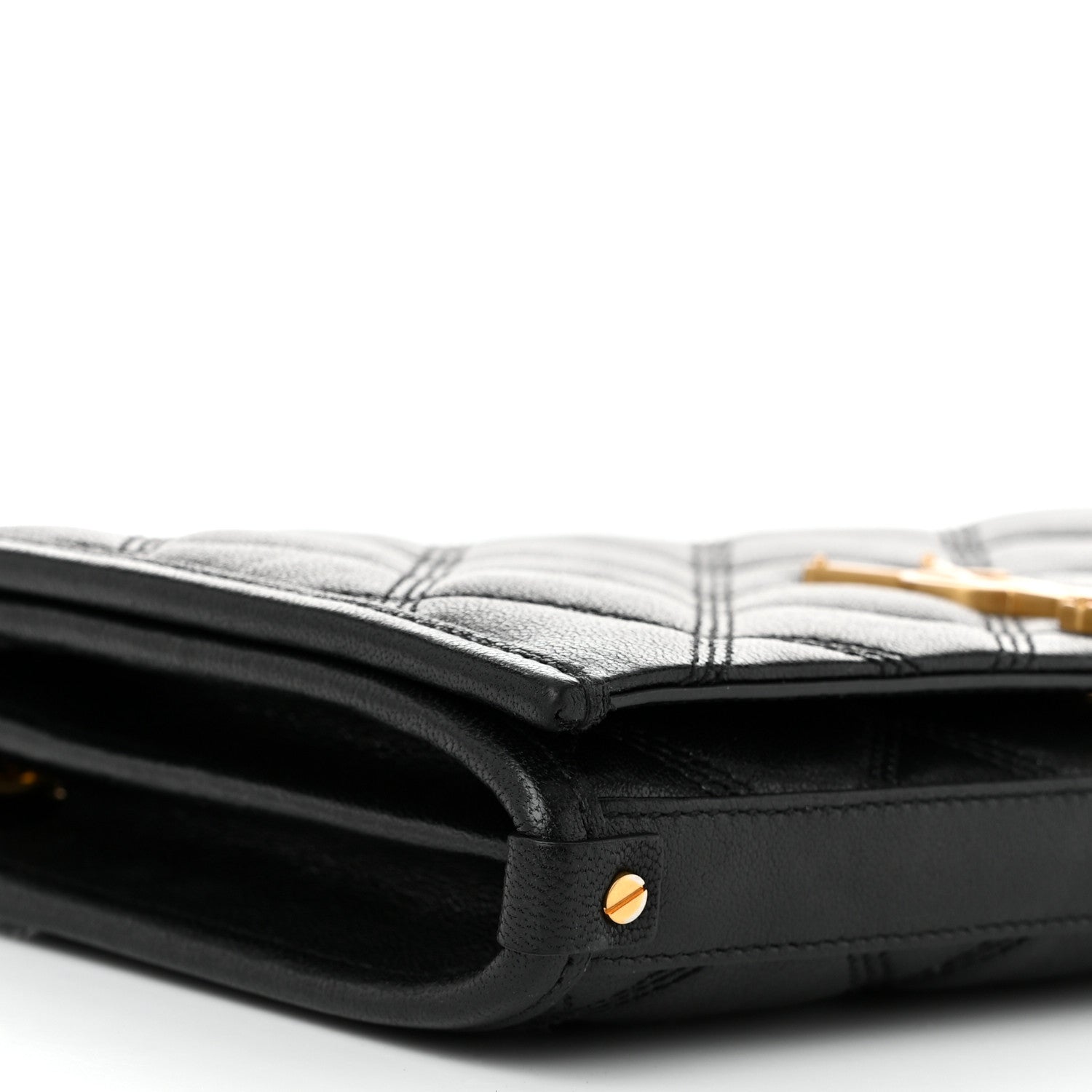 Saint Laurent Lambskin Diamond Quilted Becky Chain Wallet Black 9 of 10
