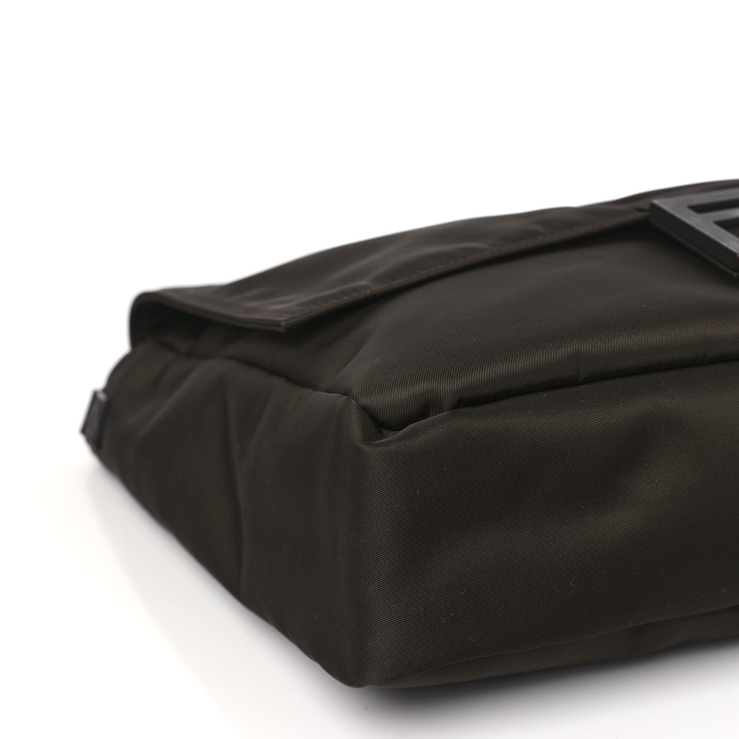 Fendi Econyl Nylon Cuoio Romano Monochrome Large Baguette Messenger Bag Ebano 9 of 10