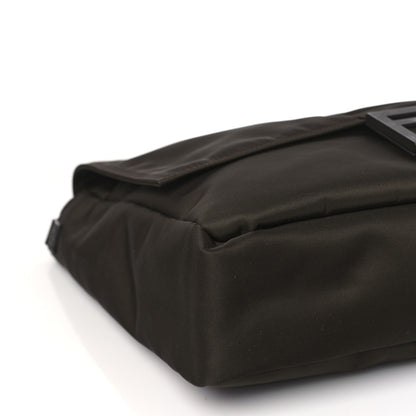 Fendi Econyl Nylon Cuoio Romano Monochrome Large Baguette Messenger Bag Ebano 9 of 10