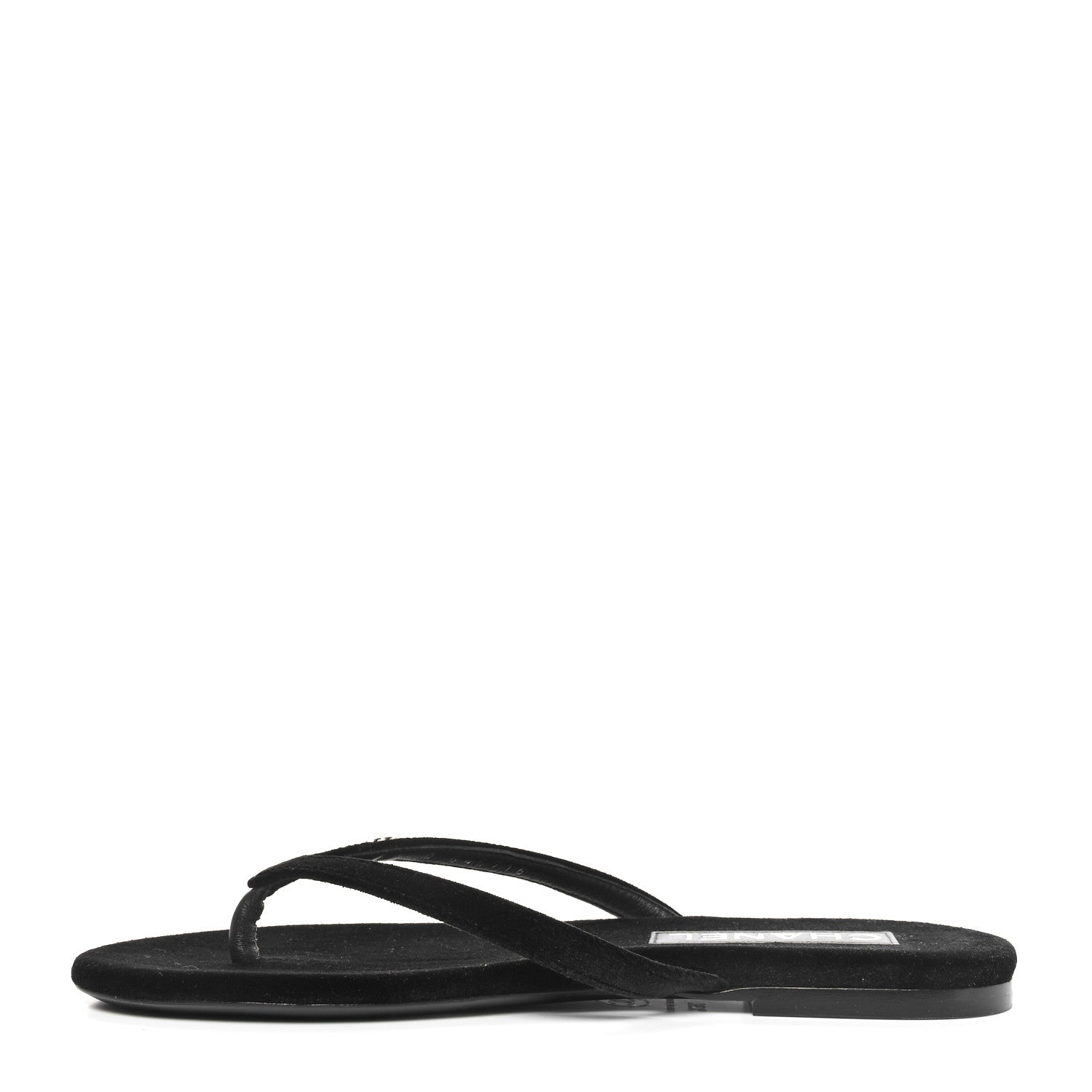 Chanel Velvet Crystal CC Thong Sandals 36.5 Black 1 of 8