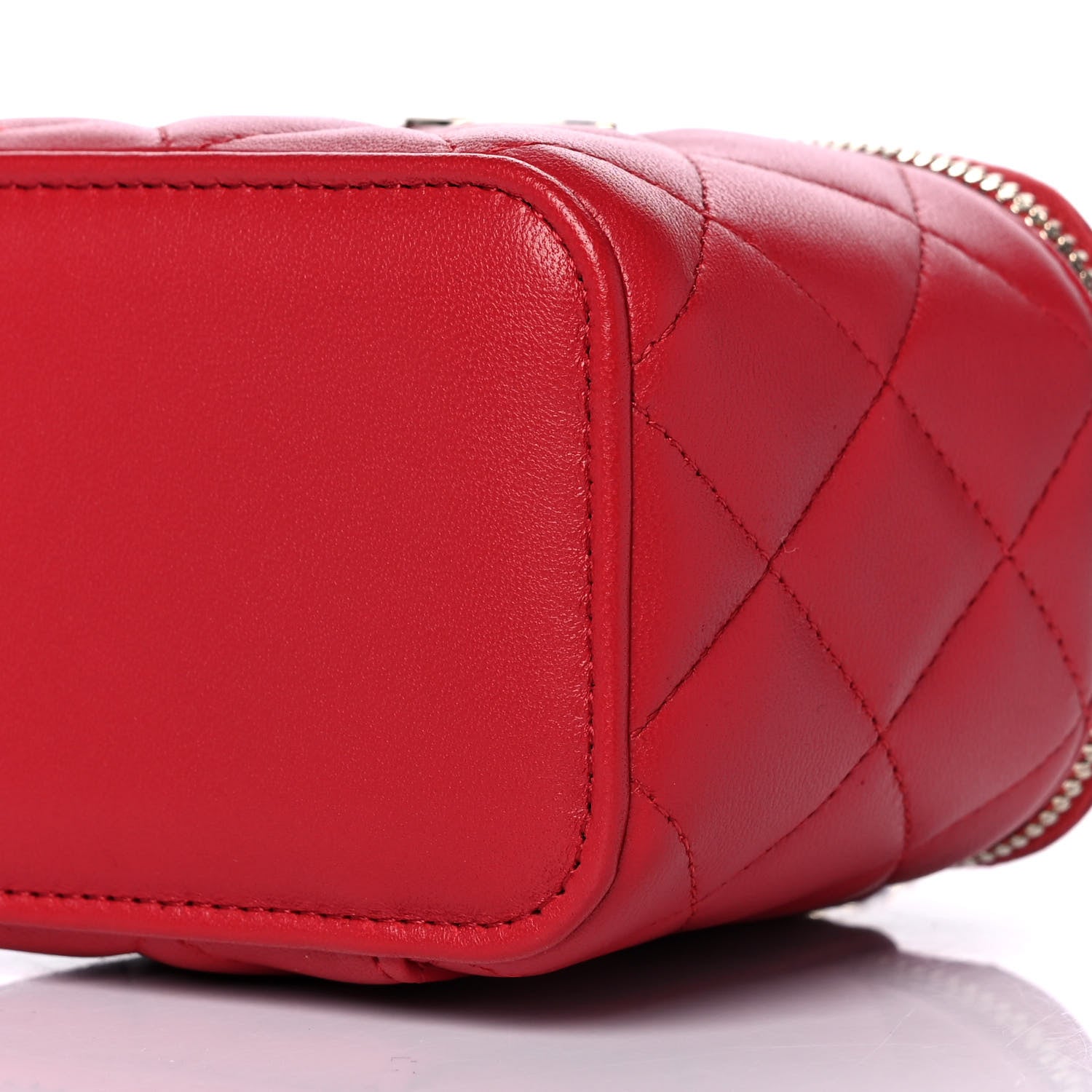 Chanel Lambskin Quilted Top Handle Mini Vanity Case With Chain Red 6 of 11