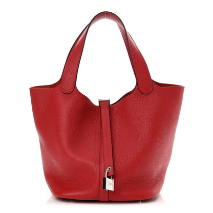 Hermes Taurillon Clemence Picotin Lock 22 MM Rouge Casaque 1 of 11