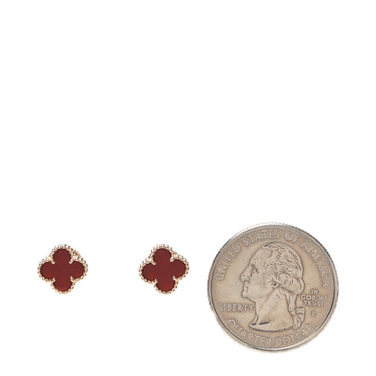 Van Cleef & Arpels 18K Rose Gold Carnelian Sweet Alhambra Earrings 2 of 6