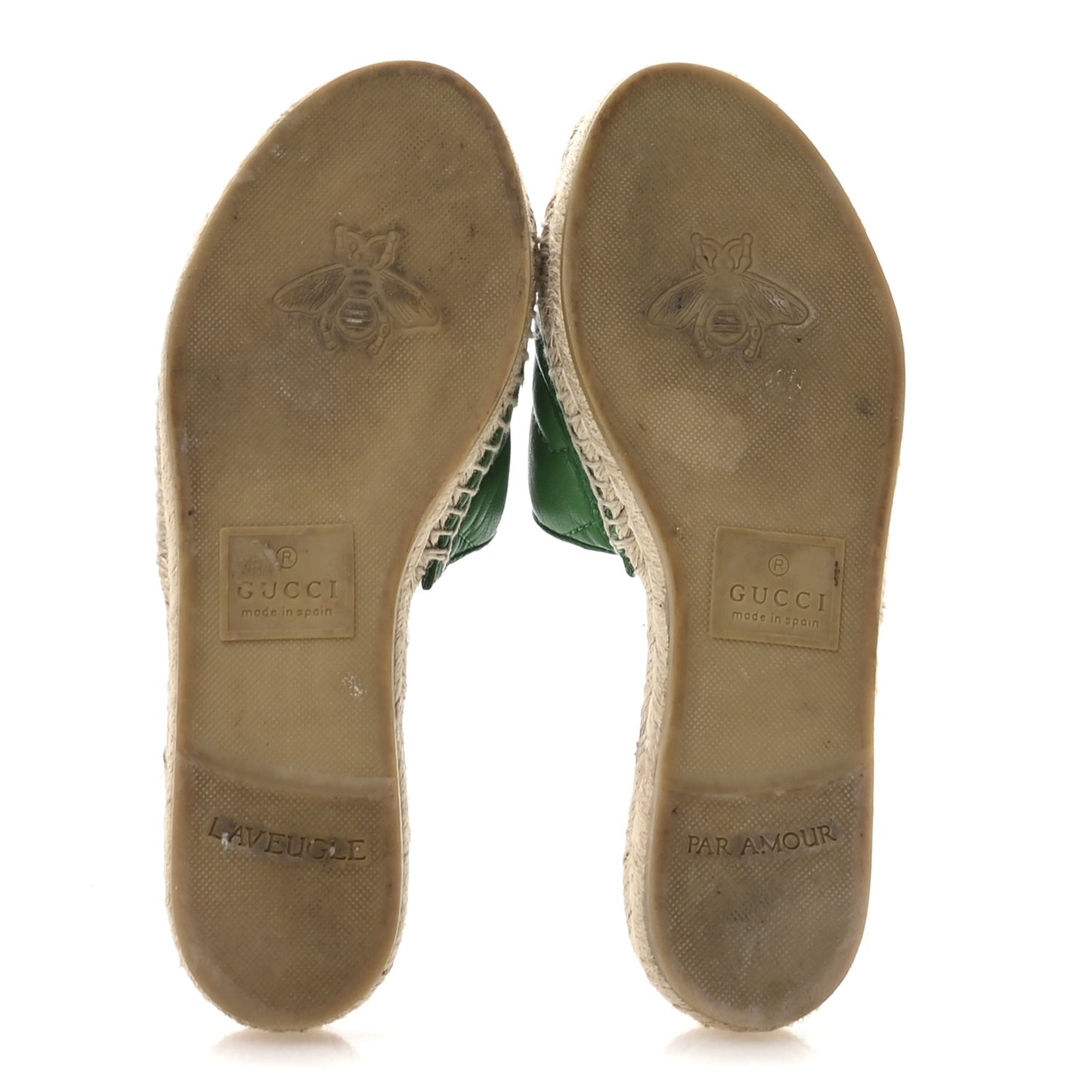 Nappa Matelasse GG Marmont Espadrille Slide Sandals 35.5 New Shamarock