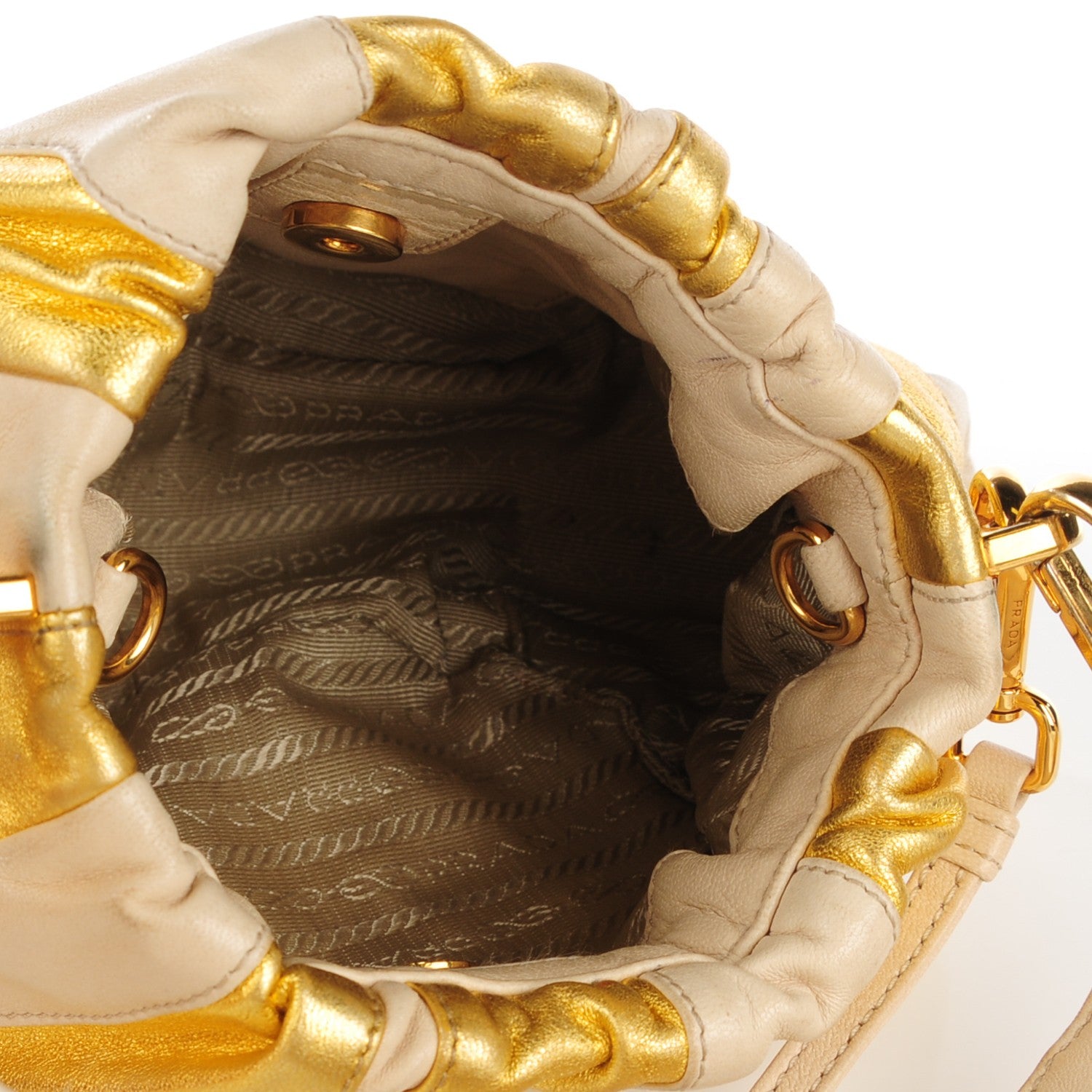 Prada Nappa Stripes Shoulder Bag Cera Oro 5 of 10