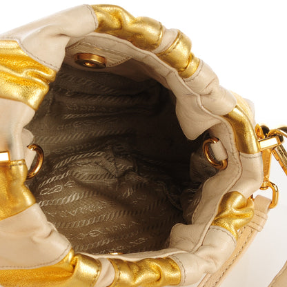 Prada Nappa Stripes Shoulder Bag Cera Oro 5 of 10