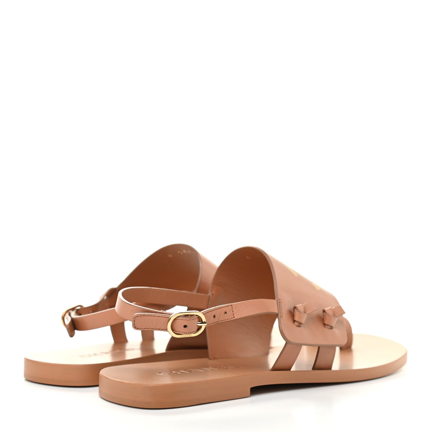 Chanel Goatskin CC Sandals 37 Brown 4 of 10