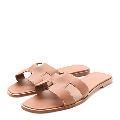 Hermes Box Calfskin Oran Sandals 41 Gold 4 of 9