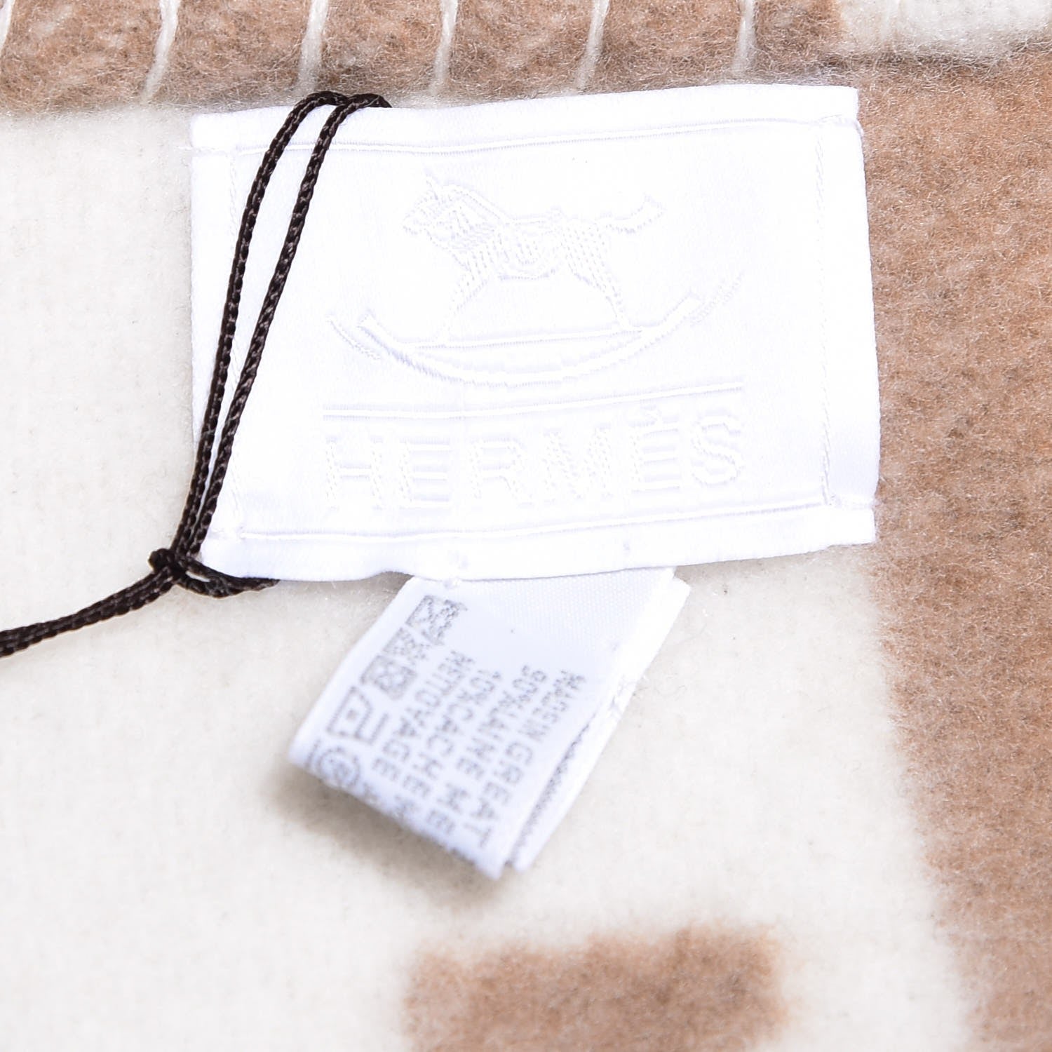 Hermes Wool Cashmere Avalon Baby Blanket Noisette Moyen White 4 of 4